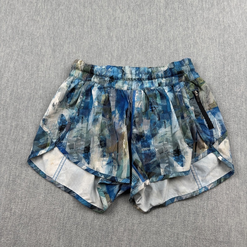 Lululemon Shorts Womens 6 Blue Tracker V Workout Running Gym Activewear Elastic